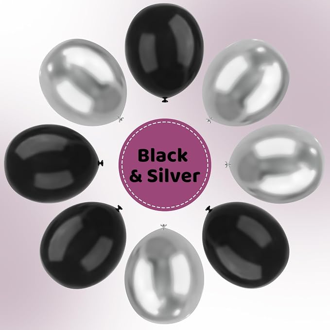 Black and Silver Balloons Arch Garland Kit, Graduation, Baby Shower, Disco New - Image 3