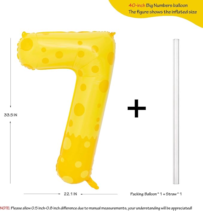 40in Yellow Polka Dot Number 7 Helium Foil Polyester Film Balloon Digital 7 | - Image 2