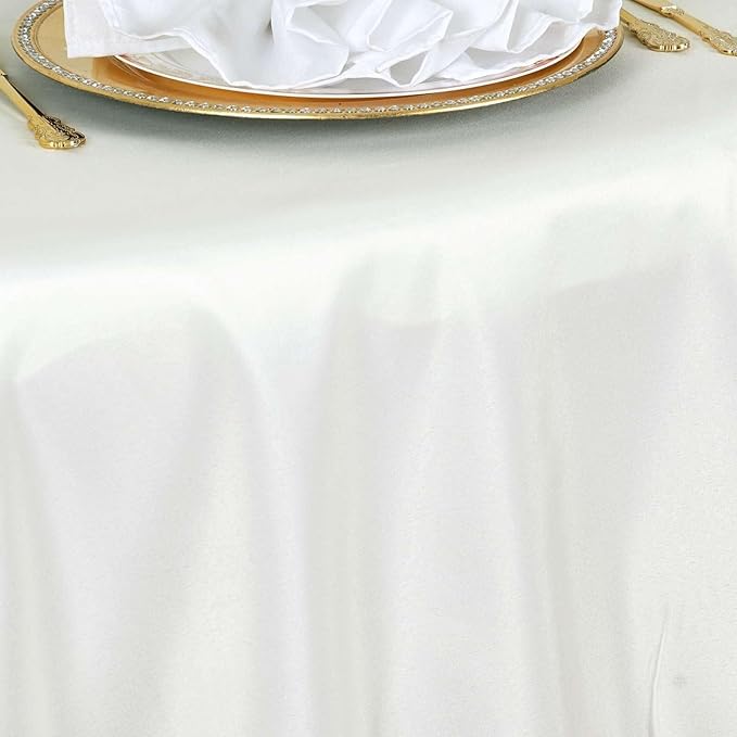 Efavormart Round Tablecloth, 108 Inch Stain & Wrinkle Resistant Washable Table Cloth, Decorative Polyester Fabric Table Cover for Banquet, Wedding, Dining- Ivory
