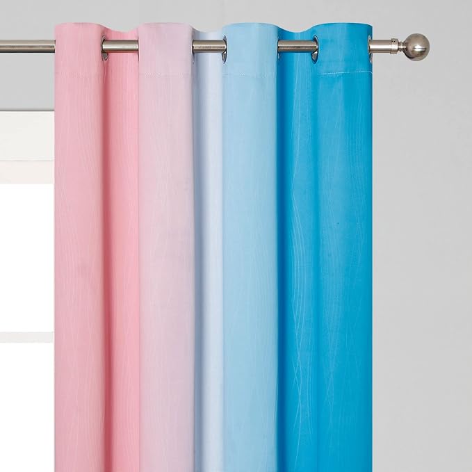 Ombre Pink and Blue Blackout Curtains 45 Inches Long, Full Light Blocking - Image 4