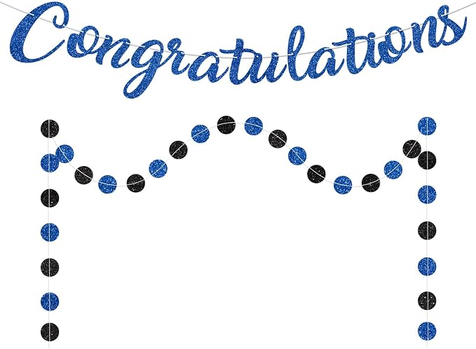 Blue Congratulations Banner Sign Prestrung Congrats Banner Garland by Blopee