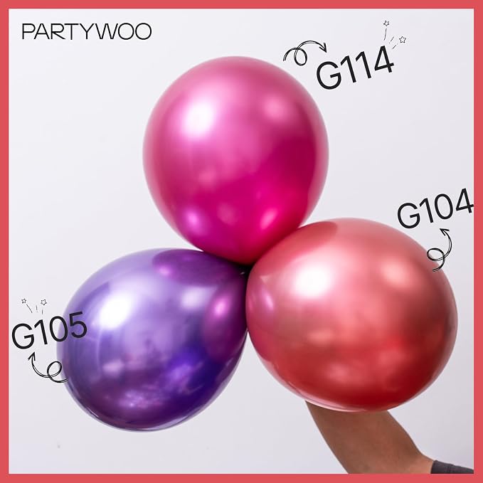 PartyWoo Metallic Pink Balloons 50pcs Chrome Hot Pink Magenta Fuchsia Color | - Image 4