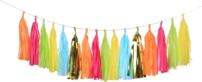 Meetppy 30PCS Mexican Fiesta Cactus Tassel Garland Tissue Paper Tassels Banner - Image 3