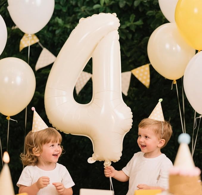 3 Number Balloons Cream 40 Inch Foil Balloon - Image 4