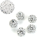 100pcs Adabele Grade A Suncatcher Crystal Rhinestone Pave Loose Beads 8mm Clear White Polymer Clay Disco Ball Spacers Compatible with Shamballa All Craft Jewelry Making DB8-1