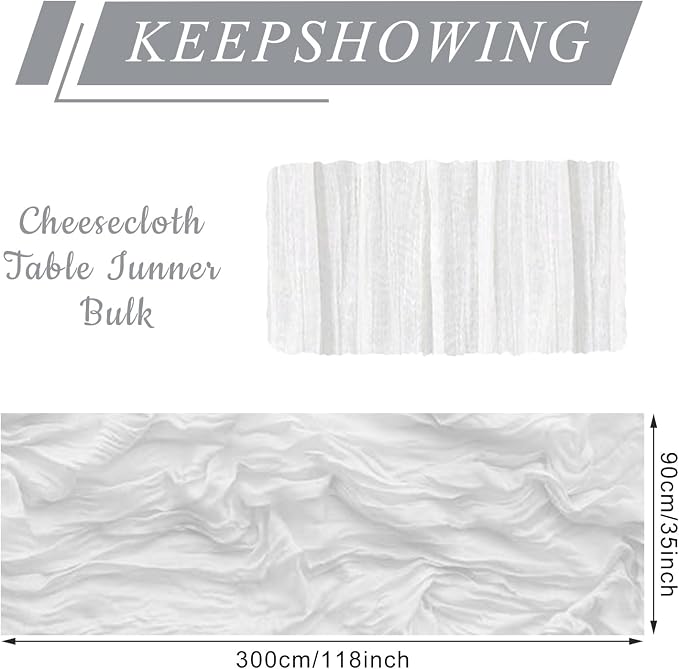 12 Pack Cheesecloth Table Runner, Runner Gauze Boho Wedding Decor Romantic - Image 2