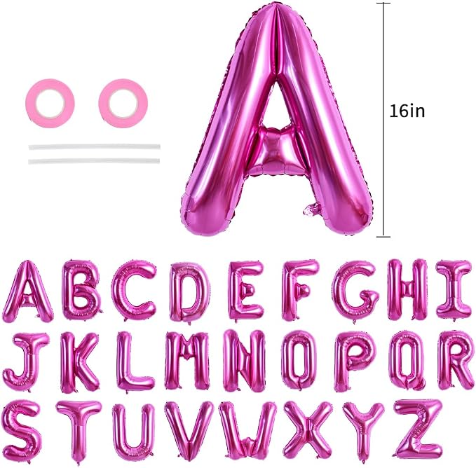 TONIFUL Rose Red Letter Balloons 2 Set 16 Inch A-Z Custom Alphabet Banner | 52 - Image 2