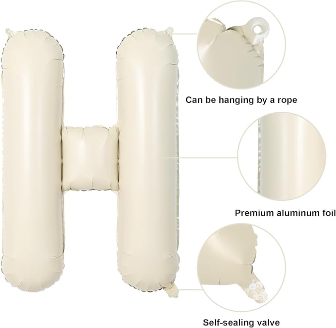 Beige HOME Balloons 40 Inch, Large HOME Letter Banner Cream White - Image 2