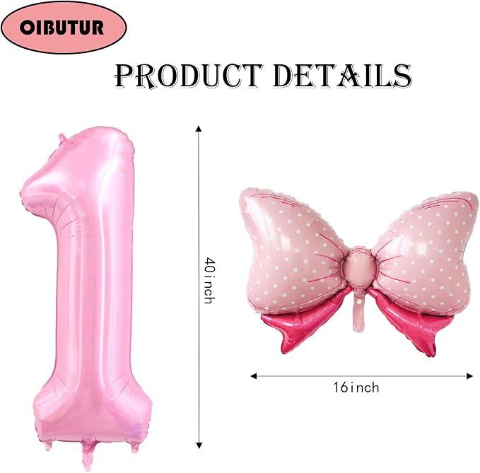 40 inch Number 17 Balloon with Bow Pink Happy Birthday Jumbo Number Balloons - Image 2
