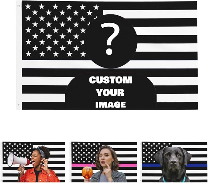 Nxwdwqa Custom Black and White America Flag 3X5 Ft Personalized Flags Design by Nxwdwqa
