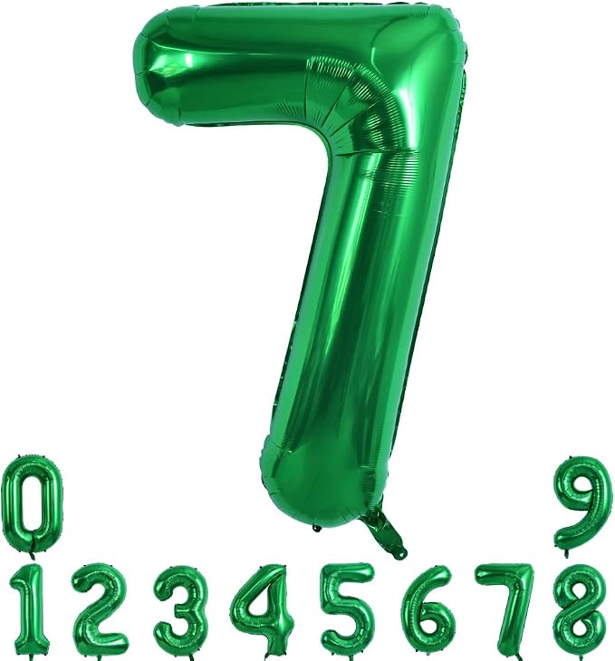TONIFUL 40 Inch Dark Green Number 7 Balloons Large Foil 7th Birthday Decor | by TONIFUL