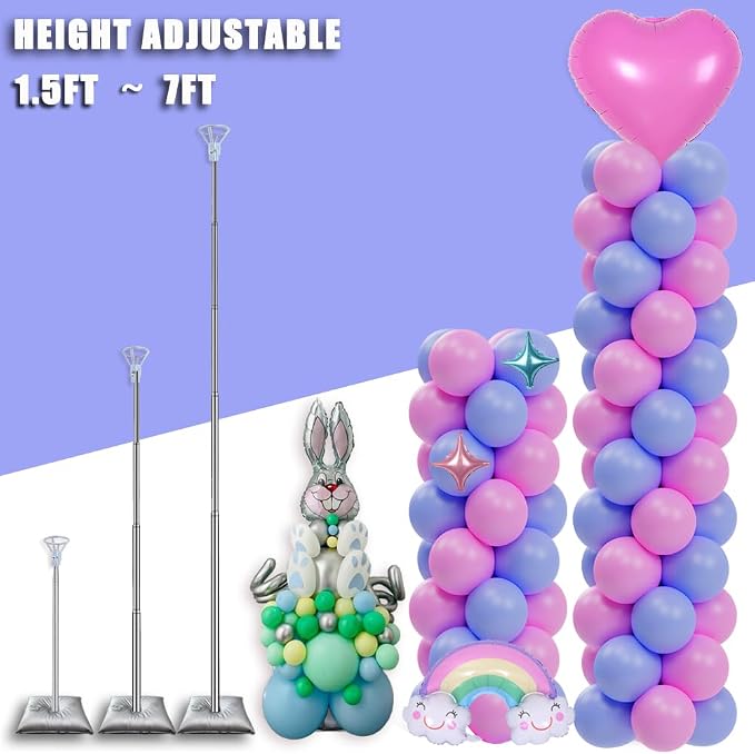 DECOJOY Balloon Columns Stand Set of 4, 7 Feet Telescoping Ballon Arches Stands - Image 3