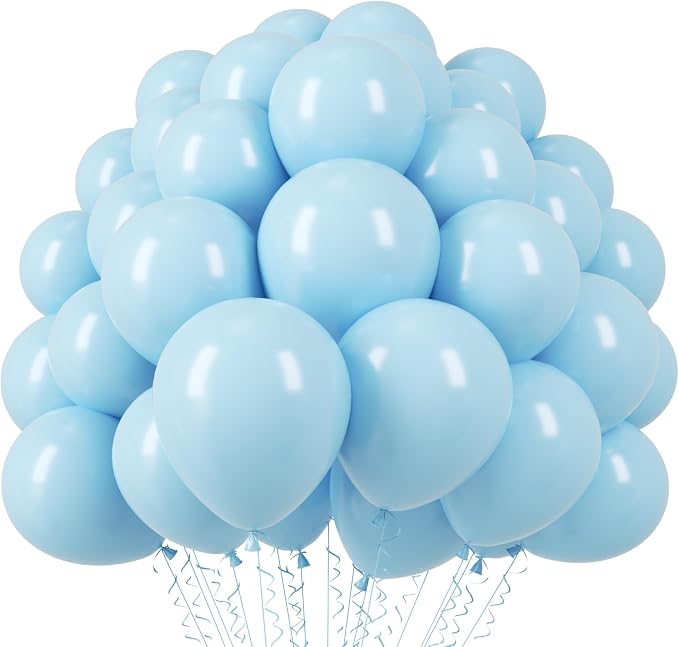 Voircoloria 110pcs Light Blue Baby Blue Latex Party Balloons, 12inch | by Voircoloria