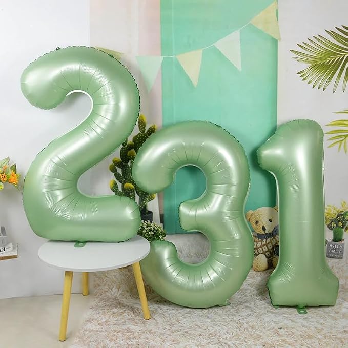 Number 0 Balloon Birthday Decorations, 40In Sage-Green Balloons - Image 2