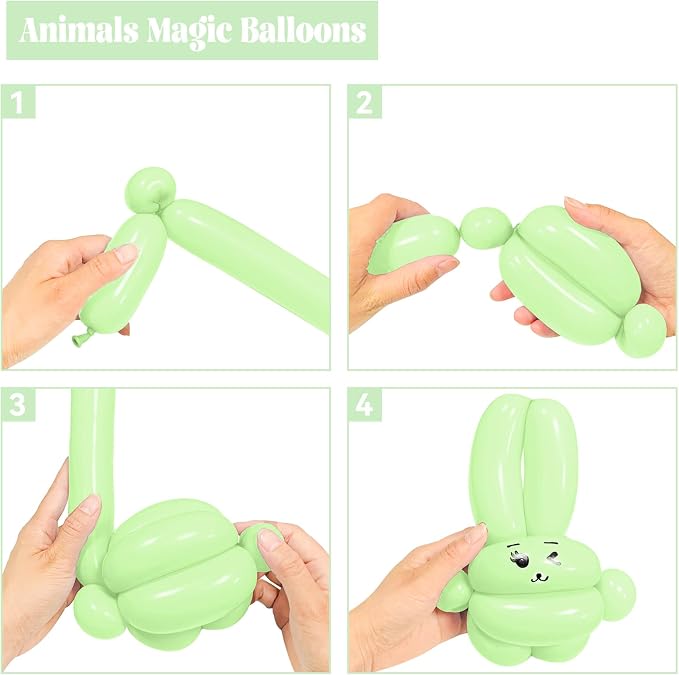 260 Long Balloons 100 Pack Pastel Green Twisting Animal Balloons Thickening - Image 7