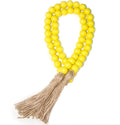 Yellow Wood Bead Garland, 39 Inch Long Boho Tassel Garland by TACOLO