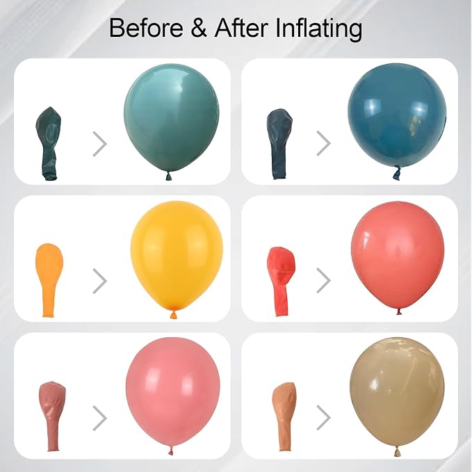 60pcs Boho Rainbow Balloons Assorted Colors Dusty Slate Blue Blush Pink Mustard - Image 2