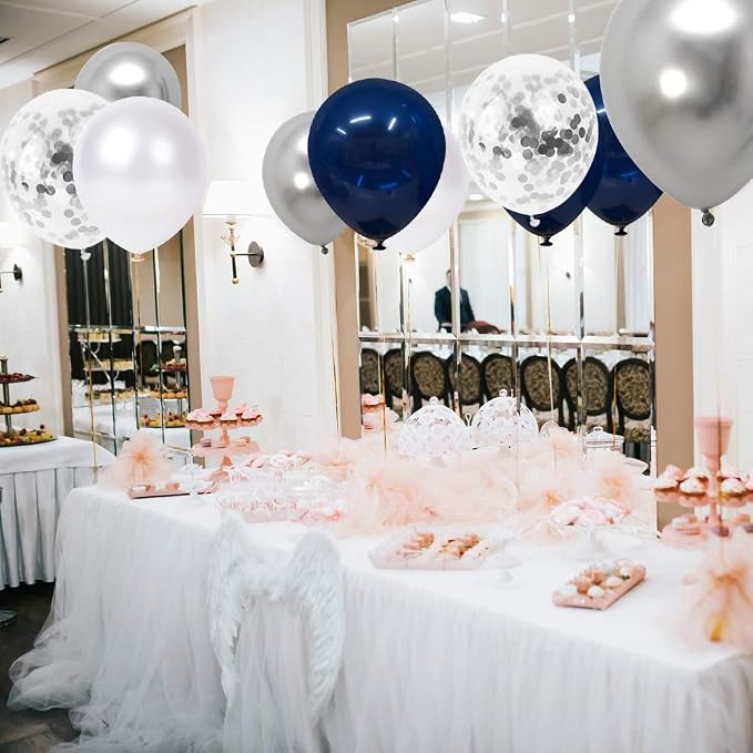 Navy Blue Balloons, 12 Inch White Balloons - Image 4