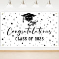 Congratulations Class of 2026 Backdrop Black White Graduation Banner Congrats by Lecheme