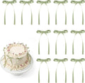 30 Pack Sage Green Bow Cake Toppers Ribbon Bows by NatNarr