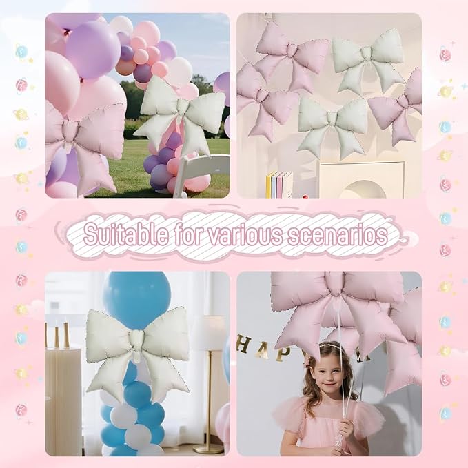 4pcs Jumbo Oversized Ribbon Balloons Coquette Bow Balloons Bow Party Coquette - Image 4