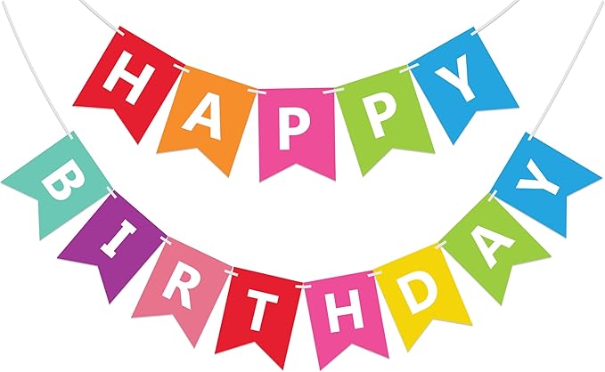 Fecedy Colorful Happy Birthday Banner Bunting Pre-Strung No DIY by FECEDY