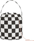 Checkered Black Yarn Bag Small Crochet Bag Drawstring Yarn Storage Organizer by Tatenale