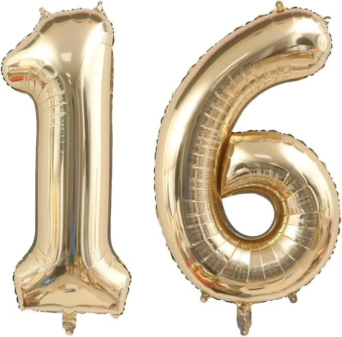 40 Inch Light Gold 61 16 Balloon Numbers, Foil Mylar Helium Large Number 16 by Unknown