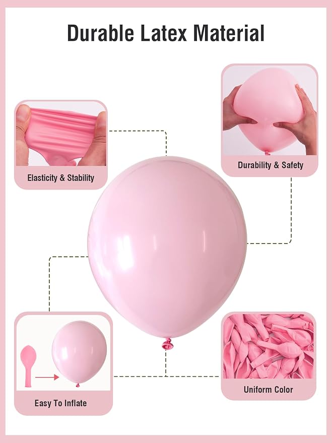 Pink Balloons 60 PCS 12 Inch Hot Pink Light Baby Pink Metallic Pink Latex - Image 3