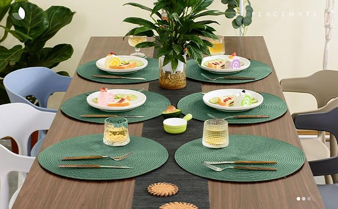 FunWheat Round Braided Placemats Set of 8 Place Mats - Image 6