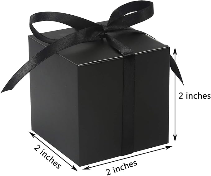 COTOPHER 100pcs Small Gift Boxes, Favor Boxes 2x2x2 inches Paper Gift Boxes with Ribbons Candy Box for Wedding Favors Baby Shower Bridal Shower Birthday Party (Black)