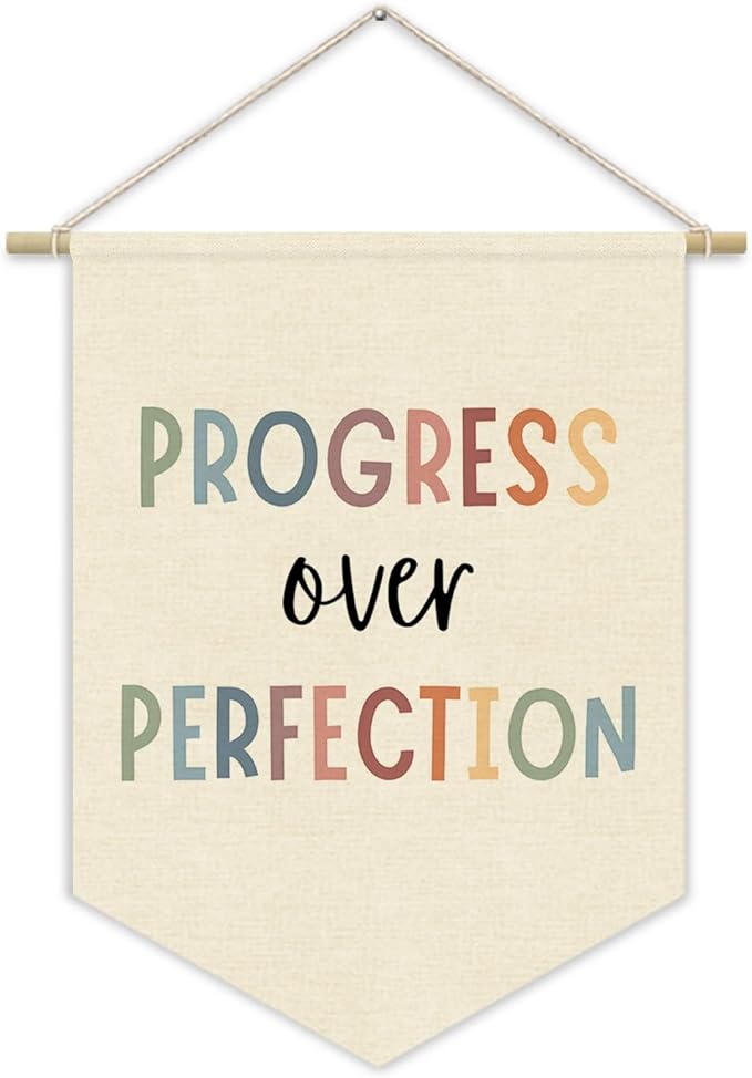 Positive Affirmation Wall Decor Canvas Banner, Classroom Decor, Progress Over by Unknown