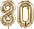 Light Gold 80 Balloon Numbers, 40 Inch Large 80th Birthday Balloons, Helium by Unknown