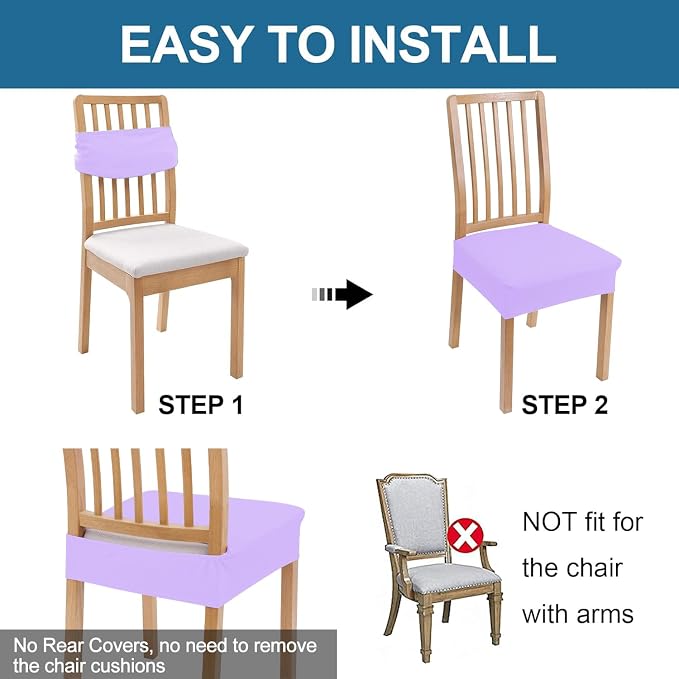 Smiry Waterproof Seat Covers for Dining Room Chairs, No Rear Covers | Stretch - Image 5