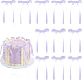 30 Pack Light Purple Bow Cake Toppers, Ribbon Bows by NatNarr