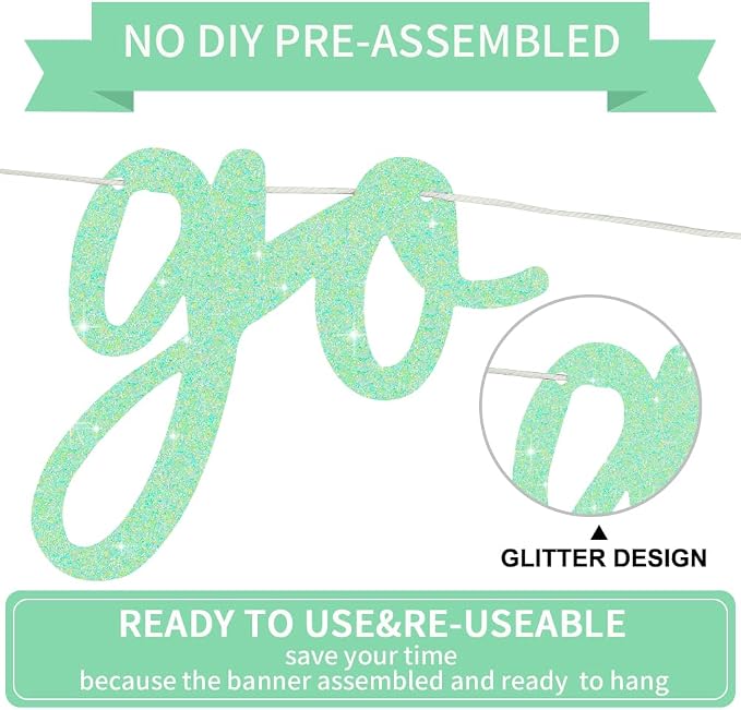 BEISHIDA Light Green Pre-Strung Go Shawty It's Your Birthday Banner Decor | - Image 3