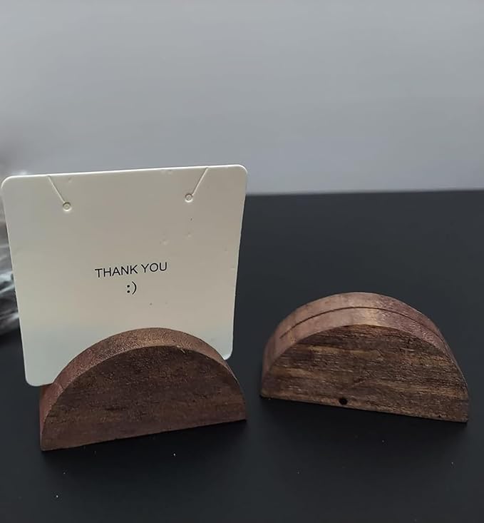 24 Pcs-6cm Table Number Stands, Wooden Semicircular Base - Wedding Place Card Holders, Restaurant Menu & Photo Holders for Tables Lightweight Indoor Design Office Tag Clips Banquet Birthday Party (brown)
