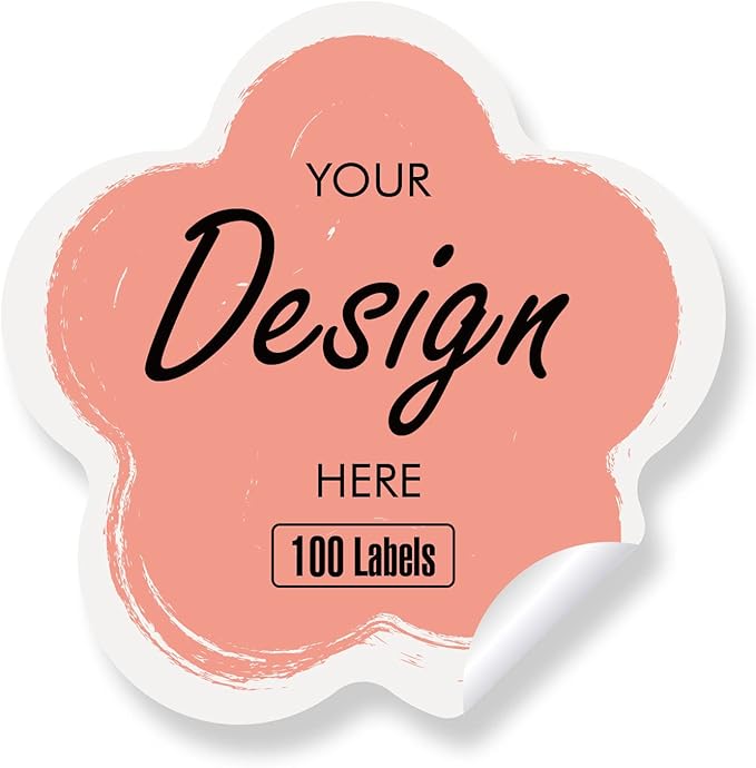Custom Stickers Personalized Labels - Customized Stickers with Any Design Image Logo Text,Custom Thank You Label Stickers,Custom Stickers for Business Logo,100 Labels (Flower,3.5"x3.5")