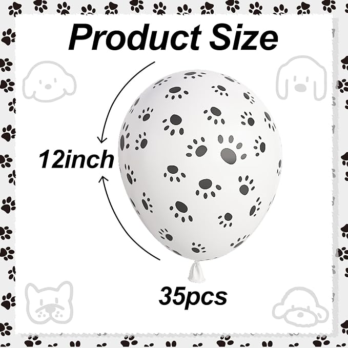 Dog Paw Print Balloons, Cute Puppy Pet Theme Birthday Latex Balloons - Image 2