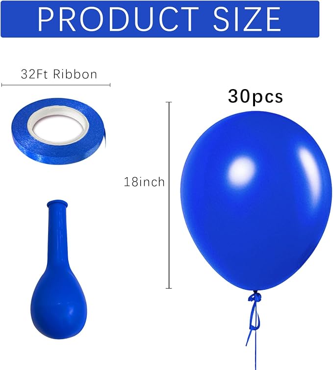 Blue Balloons Blue Party Decorations 30 Pack 18 inch Round Royal Blue Balloons - Image 2