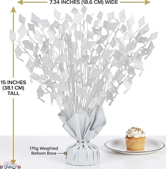 PMU 3 Pcs White Graduation Balloon Weights, Graduation Centerpieces - Image 2