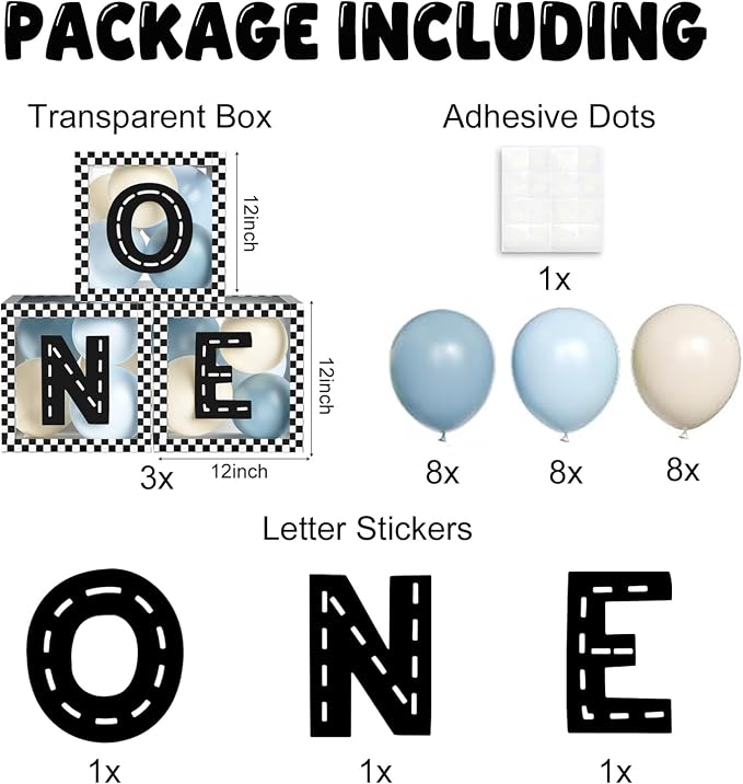 Fast ONE Birthday Decorations for Boys, Race Car ONE Boxes - Image 2
