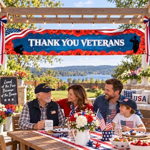 Veterans Day Decorations - Thank You Veterans Banner for Outdoor, 10x2Ft - Image 5