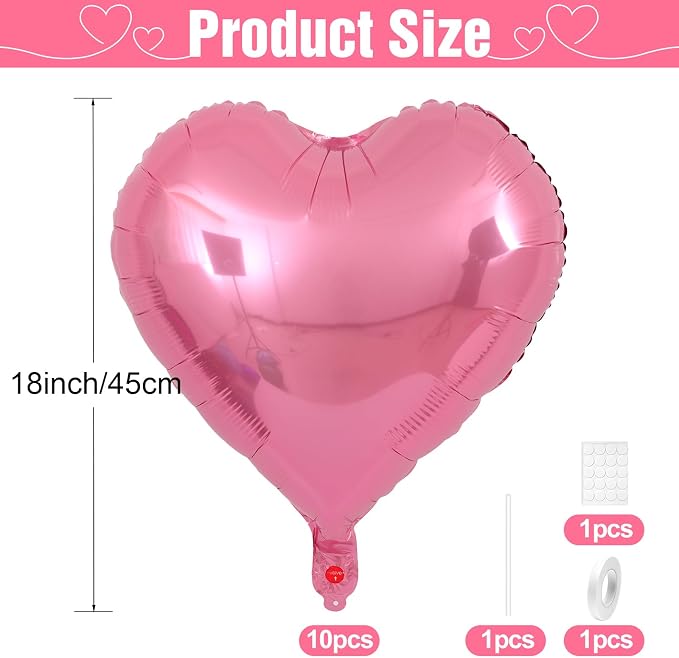 Pink Heart Balloons, 18Inch Pearl Pink Helium Balloon - Image 2