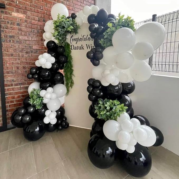 153Pcs Black and White Balloons Garland Arch Kit - Image 5