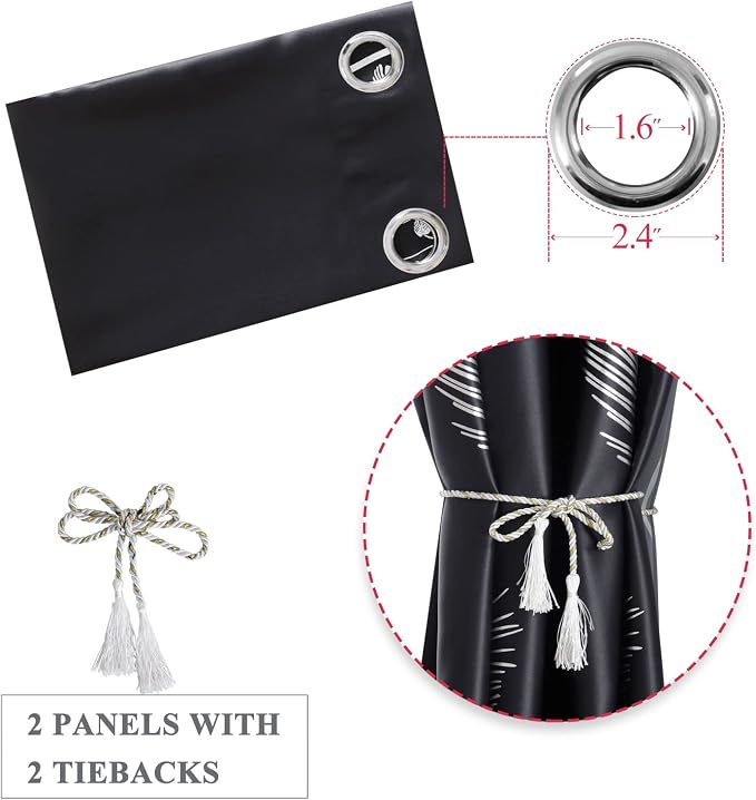 Wide Blackout Curtain for Sliding Door 100W x 84L Inch Silver Palm Tree - Image 7