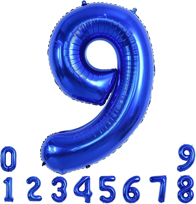 TONIFUL 40 Inch Navy Blue Number 9 Balloons Large Foil 9th Birthday Decor | by TONIFUL