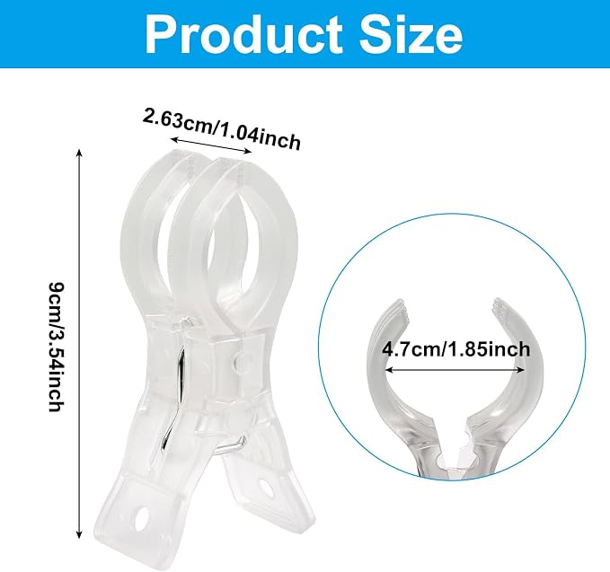 20 Pack Large Balloon Arch Clips, Transparent Plastic | Backdrop Spring Clamps - Image 2