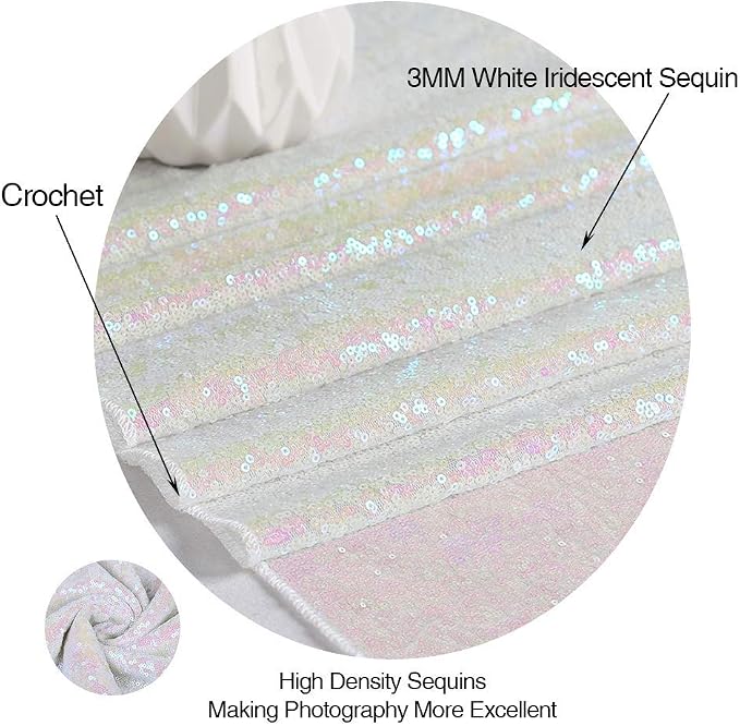 Eternal Beauty White Iridescent 3mm Sequin Backdrop 8x8 Ft - Image 7