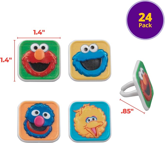 Sesame Street Rings, 24 Cupcake Toppers Featuring Elmo, Big Bird, Cookie Monster - Image 3